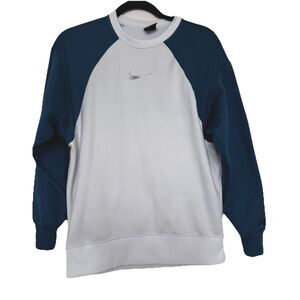 Nike Women's DRI-FIT White/Teal Colorblock Training Crew Top XS Super‎ Soft